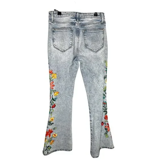 Driftwood x Free People Farrah Embroidered Flare Jeans Size 25 - Picture 7 of 7